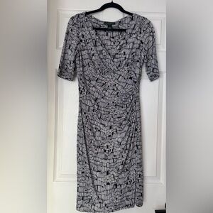 ⭐️Lauren Ralph Lauren Navy and White Geometric Dress
